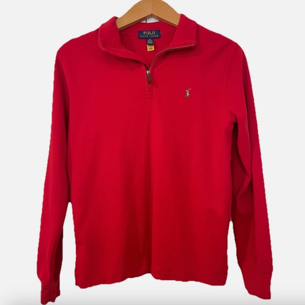 POLO RALPH LAUREN Boys 1/4  Zip Fleece Sweatshirt  Size  14-16 EUC